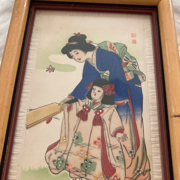 Three oriental pictures in bamboo frames - Picture 4 of 4